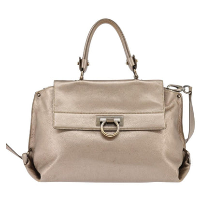 Salvatore Ferragamo Sofia Satchel Leather, BEIGE, LEATHER, Handbag