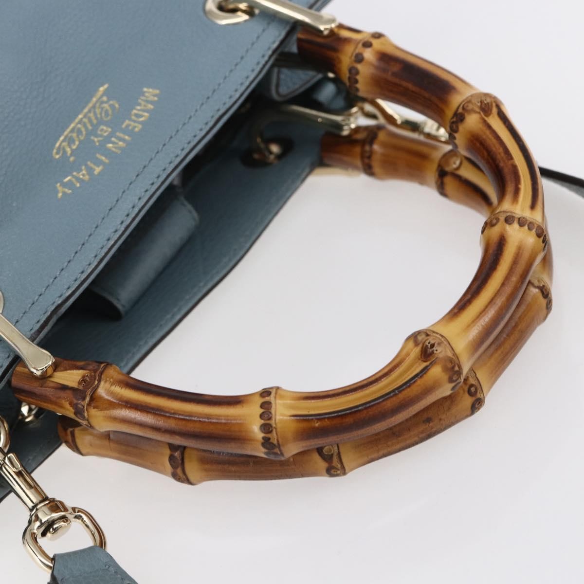 Gucci Bamboo Shopper Tote Leather, BLUE, LEATHER, Handbag