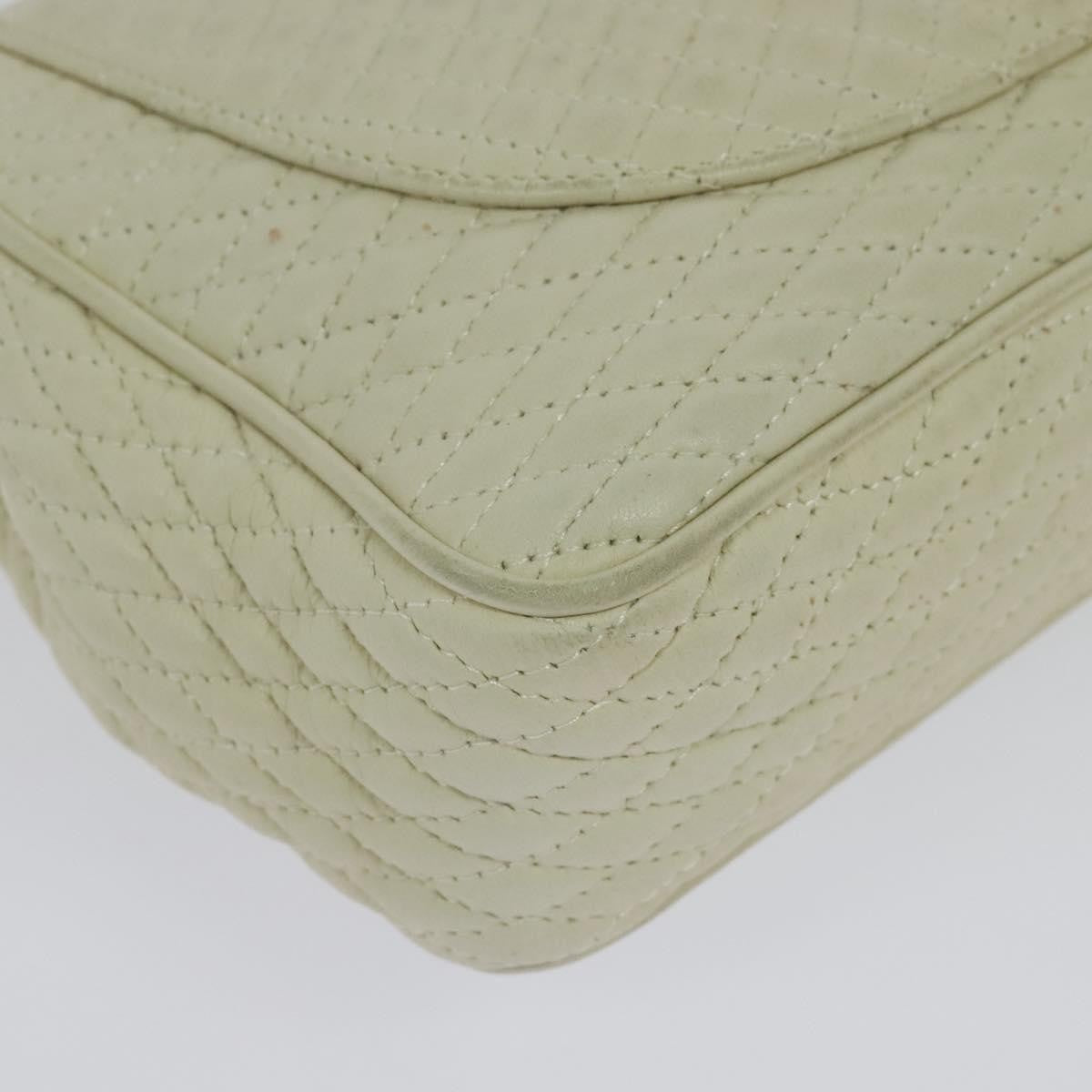 Bally Vintage Chain Shoulder Bag Quilted Leather, WHITE, LEATHER, Shoulder bag