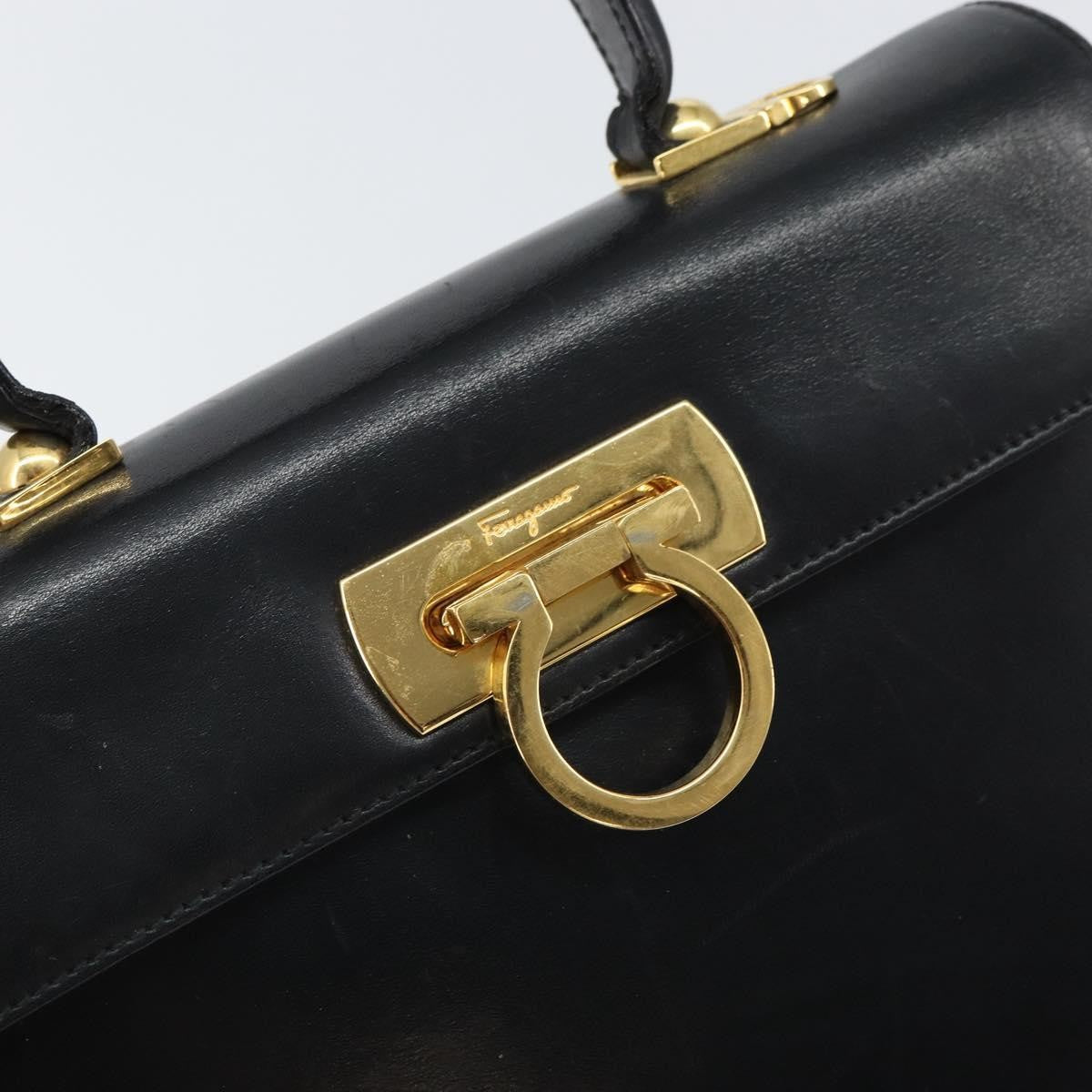 Salvatore Ferragamo Convertible Top Handle Bag Leather, BLACK, LEATHER, Handbag