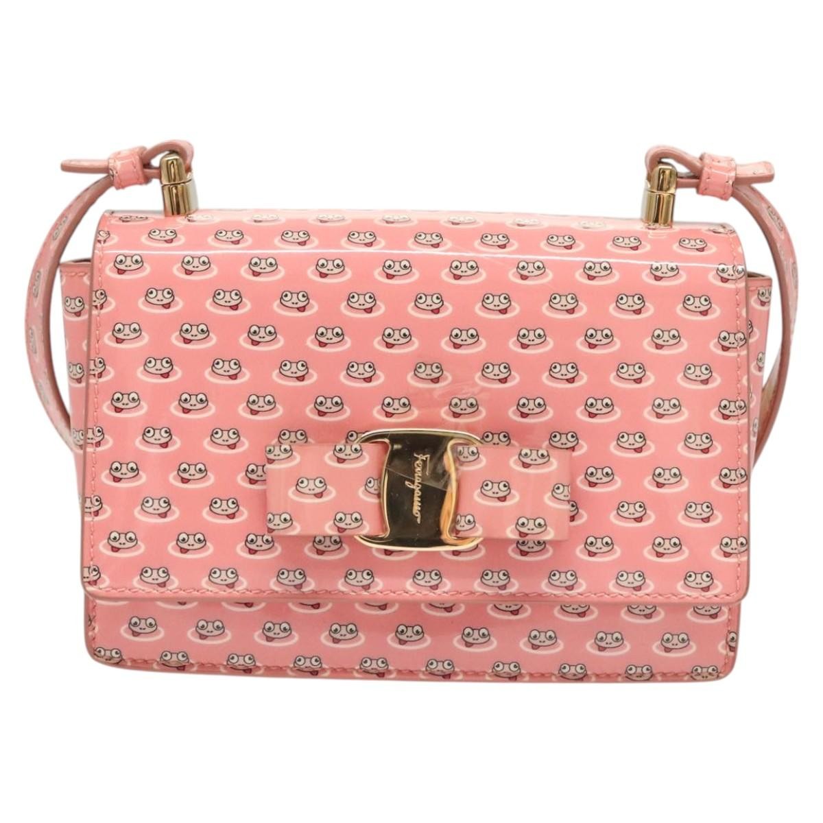 Salvatore Ferragamo Vala Shoulder Bag Patent Leather, PINK, PATENT_LEATHER, Shoulder bag