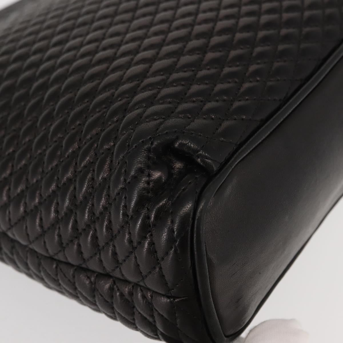 Bally Vintage Chain Shoulder Bag Quilted Leather, BLACK, LEATHER, Shoulder bag