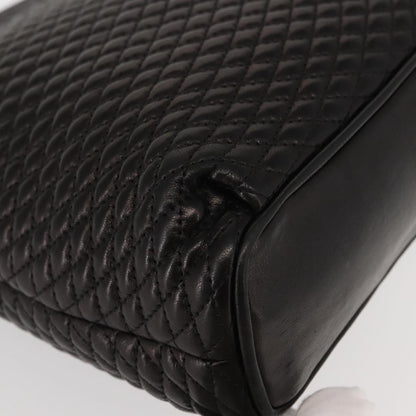 Bally Vintage Chain Shoulder Bag Quilted Leather, BLACK, LEATHER, Shoulder bag