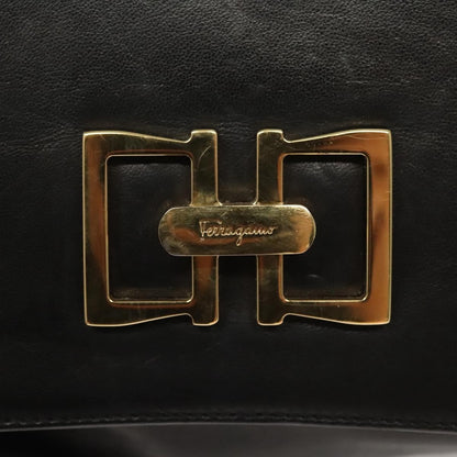 Salvatore Ferragamo Flap Handbag Leather, BLACK, LEATHER, Handbag