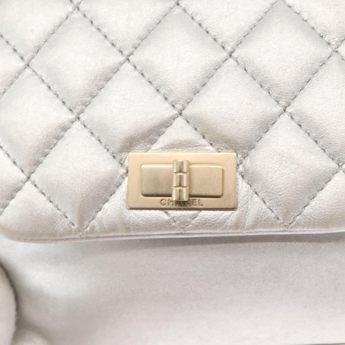 Chanel Mademoiselle Lock Accordion Flap Bag Quilted Lambskin, SILVER, LEATHER, Shoulder bag