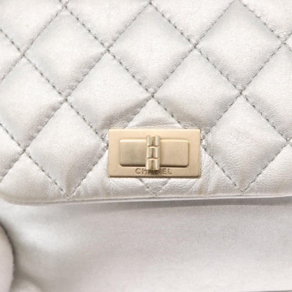 Chanel Mademoiselle Lock Accordion Flap Bag Quilted Lambskin, SILVER, LEATHER, Shoulder bag