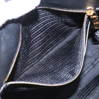 Prada Shopping Tote Vitello Daino, BLACK, LEATHER, Tote bag