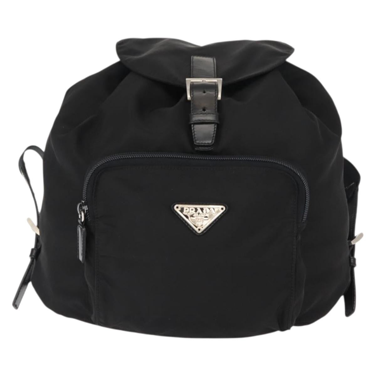 Prada Front Pocket Backpack Tessuto, BLACK, NYLON, Backpack