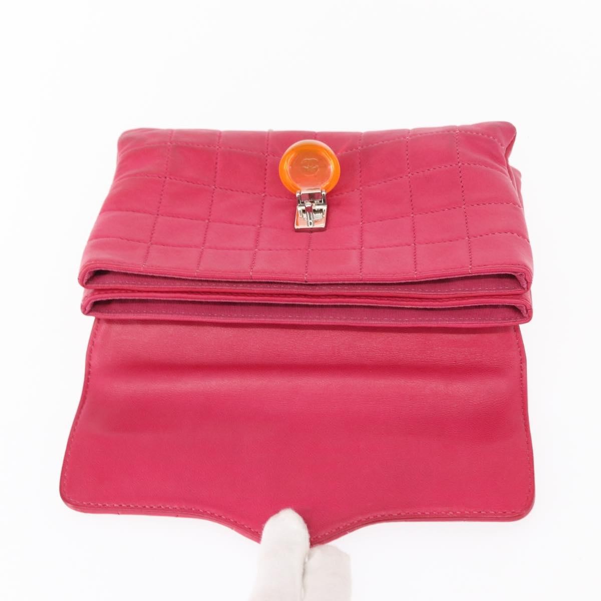 Chanel Chocolate Bar CC Clutch Quilted Leather, PINK, LEATHER, Clutche & pouche