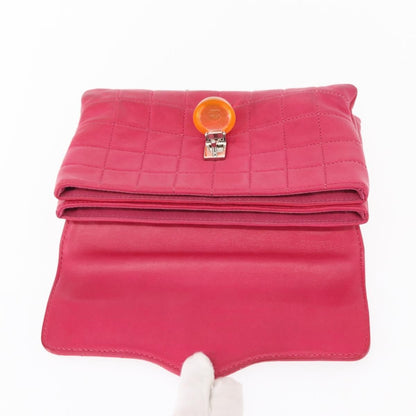 Chanel Chocolate Bar CC Clutch Quilted Leather, PINK, LEATHER, Clutche & pouche