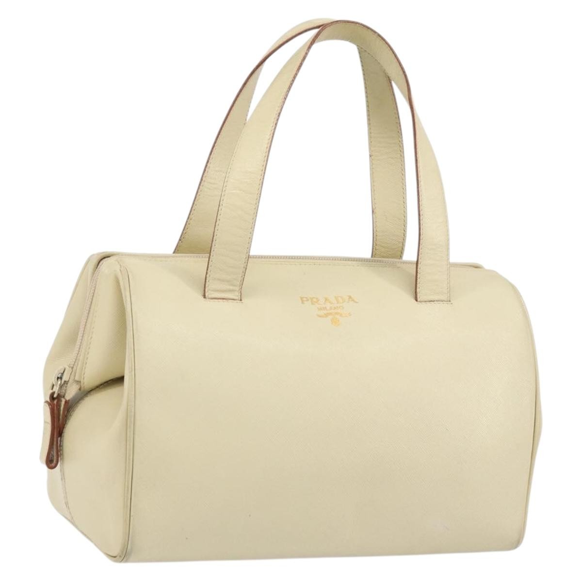 Prada Vintage Handbag Leather, BEIGE, LEATHER, Handbag