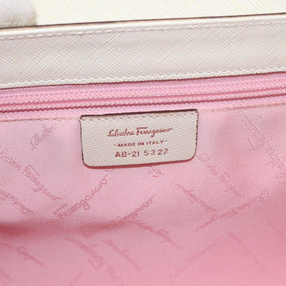 Salvatore Ferragamo Gancini Shoulder Bag Leather, WHITE, LEATHER, Shoulder bag