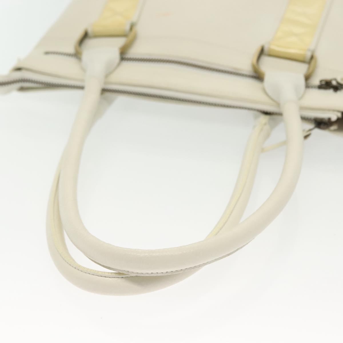 Burberry Vintage Tote Leather, WHITE, LEATHER, Tote bag
