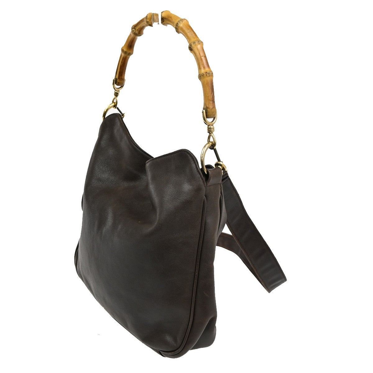 Gucci Vintage Bamboo Shoulder Bag Leather, BROWN, LEATHER, Shoulder bag