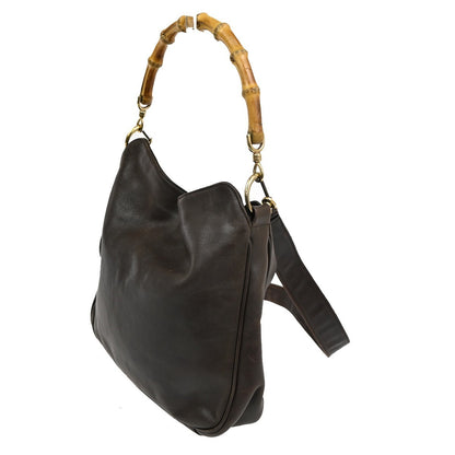 Gucci Vintage Bamboo Shoulder Bag Leather, BROWN, LEATHER, Shoulder bag
