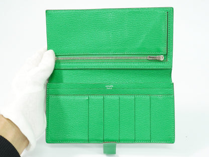 Hermes Bearn Wallet Chevre Mysore, GREEN, LEATHER, Wallets