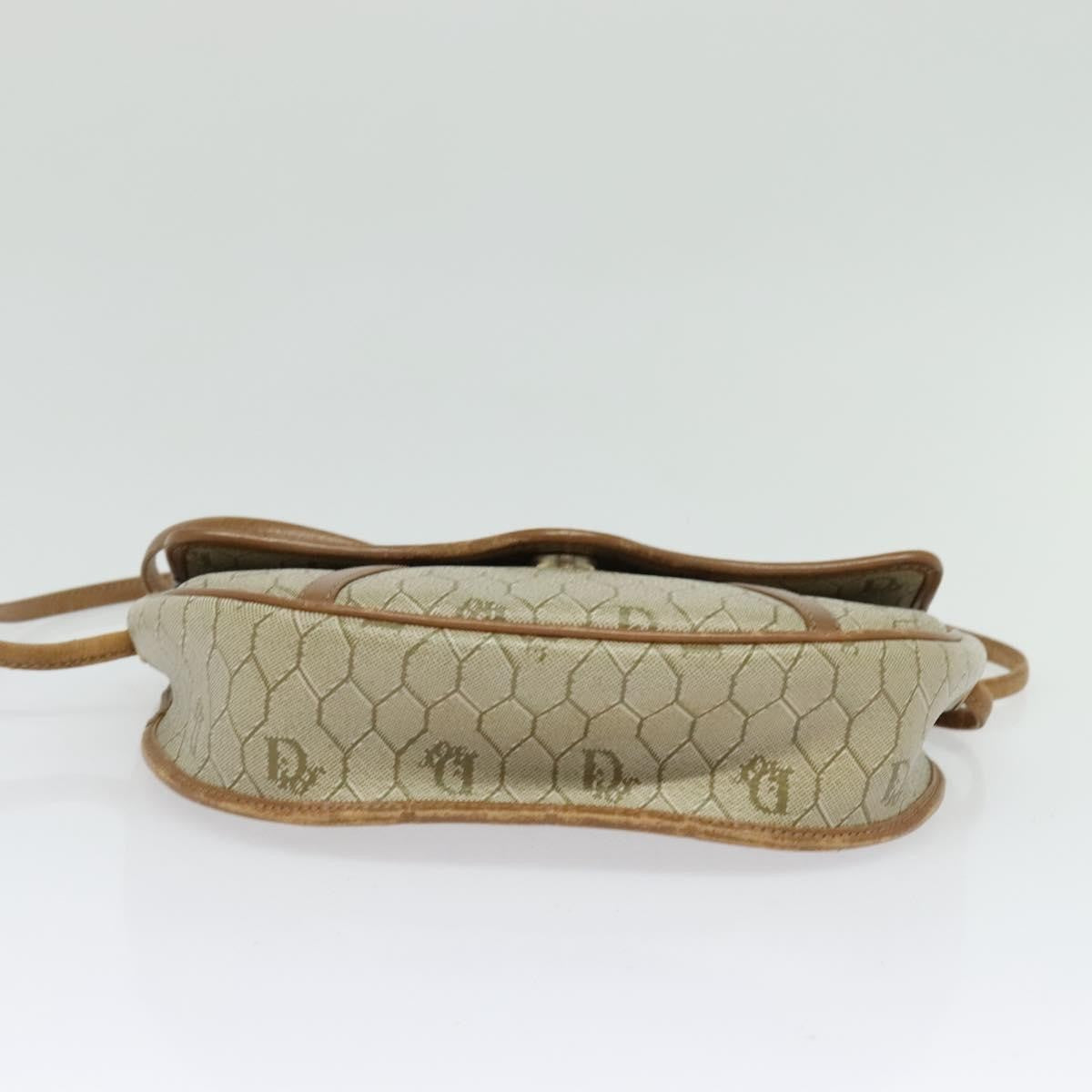 Christian Dior Vintage Honeycomb Flap Crossbody Bag Canvas and Leather, BEIGE, CANVAS, Crossbody bag