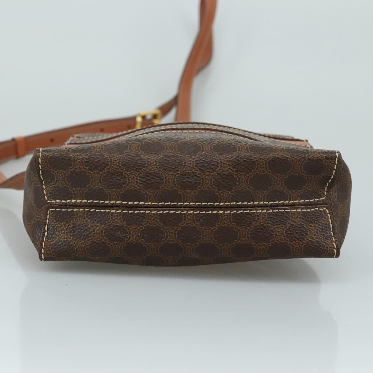 Celine Macadam Shoulder Bag Leather, BROWN, LEATHER, Shoulder bag