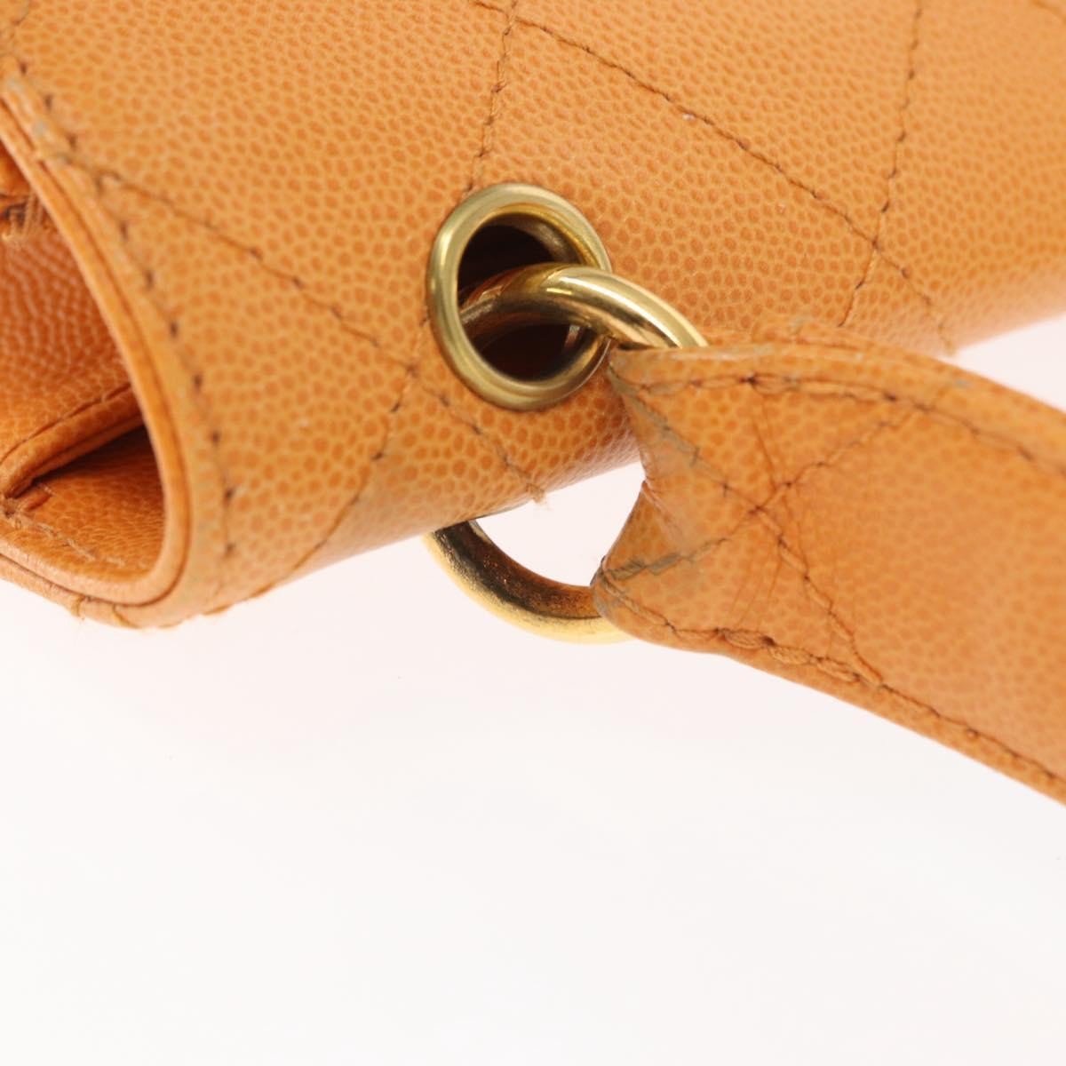 Chanel Vintage CC Flap Shoulder Bag Leather, ORANGE, LEATHER, Shoulder bag