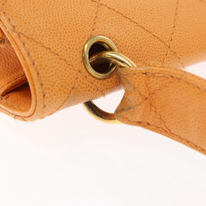 Chanel Vintage CC Flap Shoulder Bag Leather, ORANGE, LEATHER, Shoulder bag