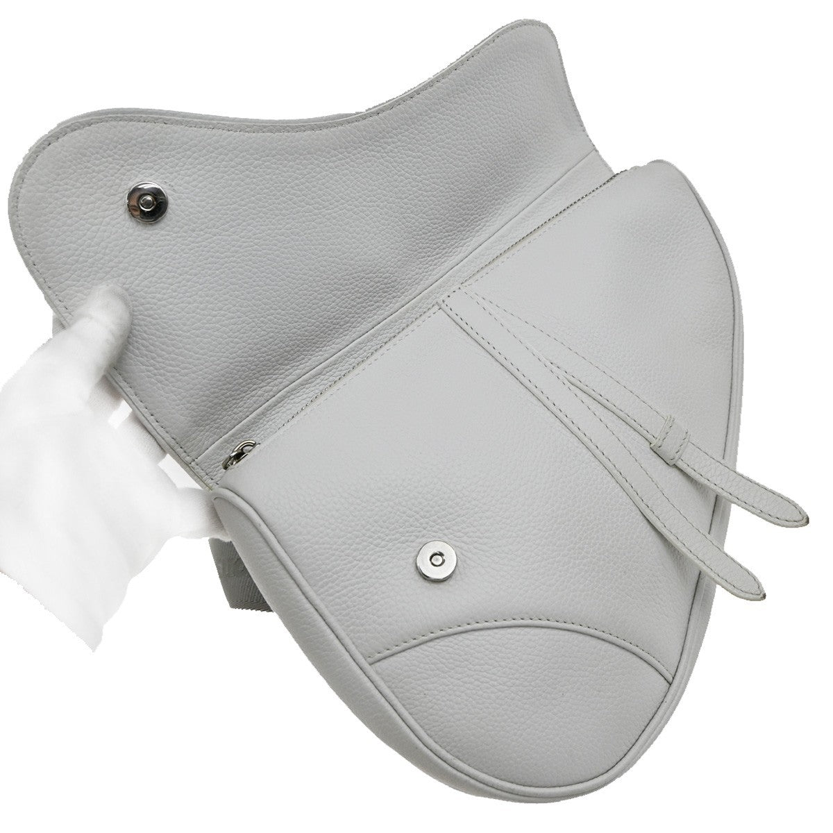 Christian Dior Saddle Crossbody Bag Leather, WHITE, LEATHER, Shoulder bag