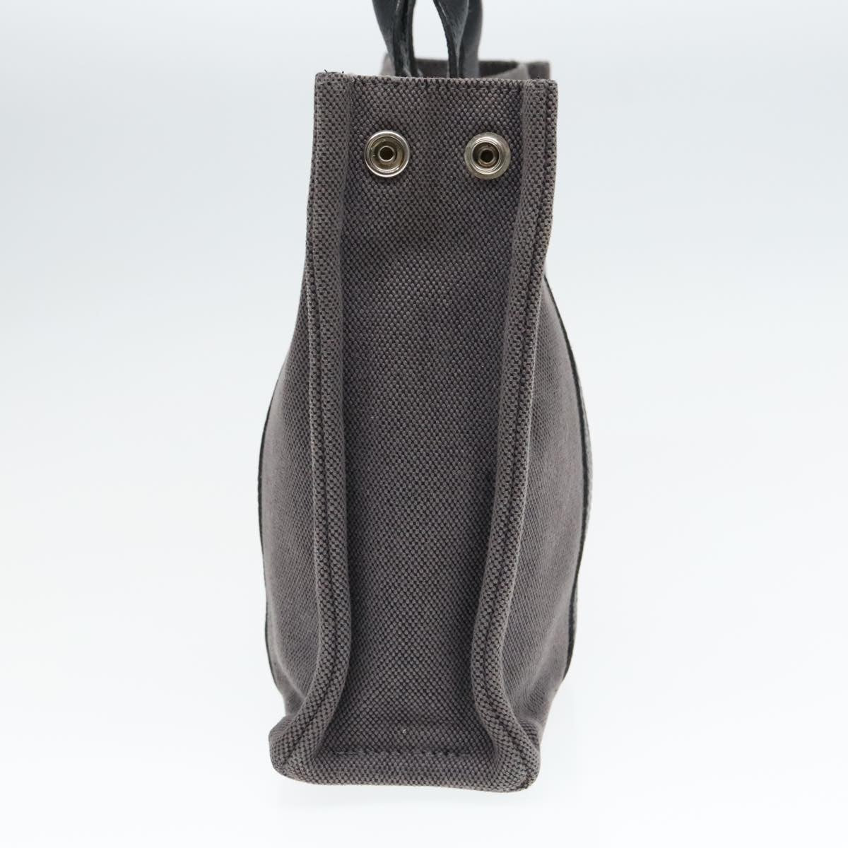 Hermes Sac Harnais Tote Toile and Leather, GRAY, CANVAS, Tote bag