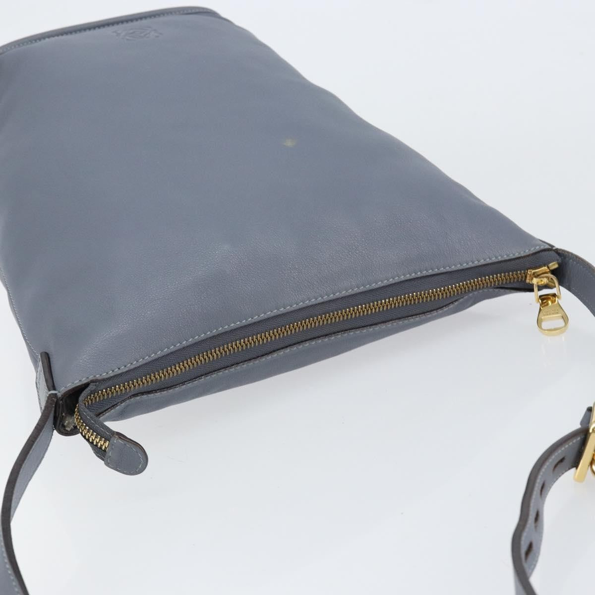 Loewe Anagram Shoulder Bag Leather, BLUE, LEATHER, Shoulder bag