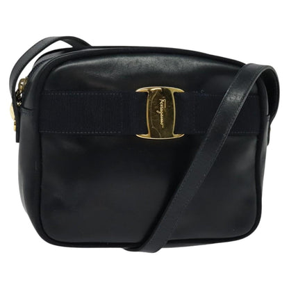 Salvatore Ferragamo Vala Shoulder Bag Leather, NAVY, LEATHER, Shoulder bag