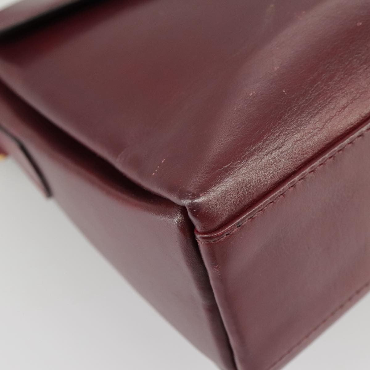 Celine Circle logo Leather, BURGUNDY, LEATHER, Shoulder bag