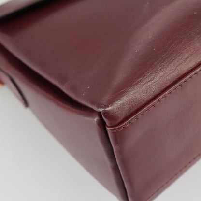 Celine Circle logo Leather, BURGUNDY, LEATHER, Shoulder bag