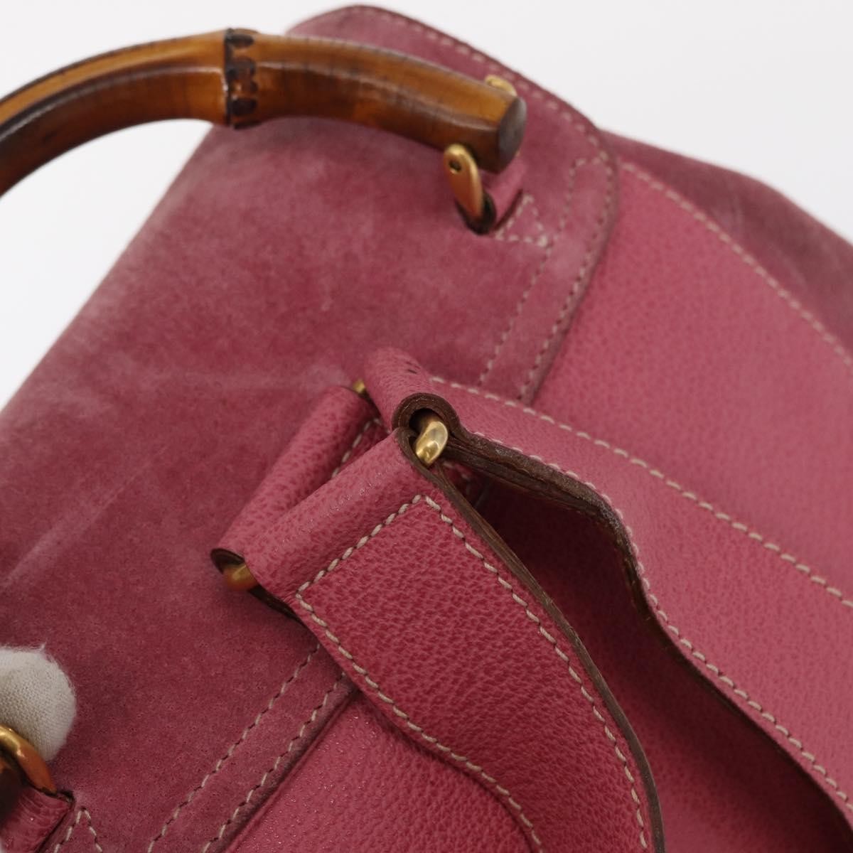 Gucci Vintage Bamboo Backpack Suede, PINK, SUEDE, Backpack