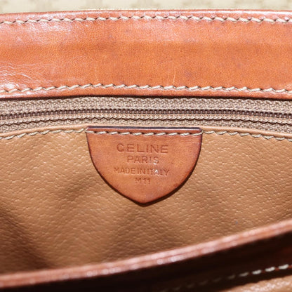 Celine Vintage Macadam Handbag Canvas and Leather, BEIGE, CANVAS, Handbag