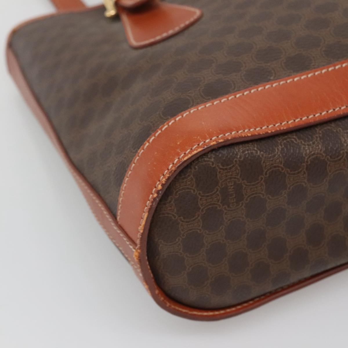 Celine Vintage Macadam Shoulder Bag Canvas and Leather, BROWN, CANVAS, Shoulder bag