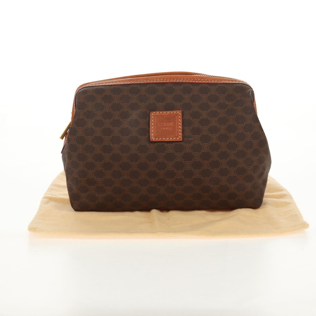Celine Macadam Pochette Canvas and Leather, BROWN, CANVAS, Clutche & pouche