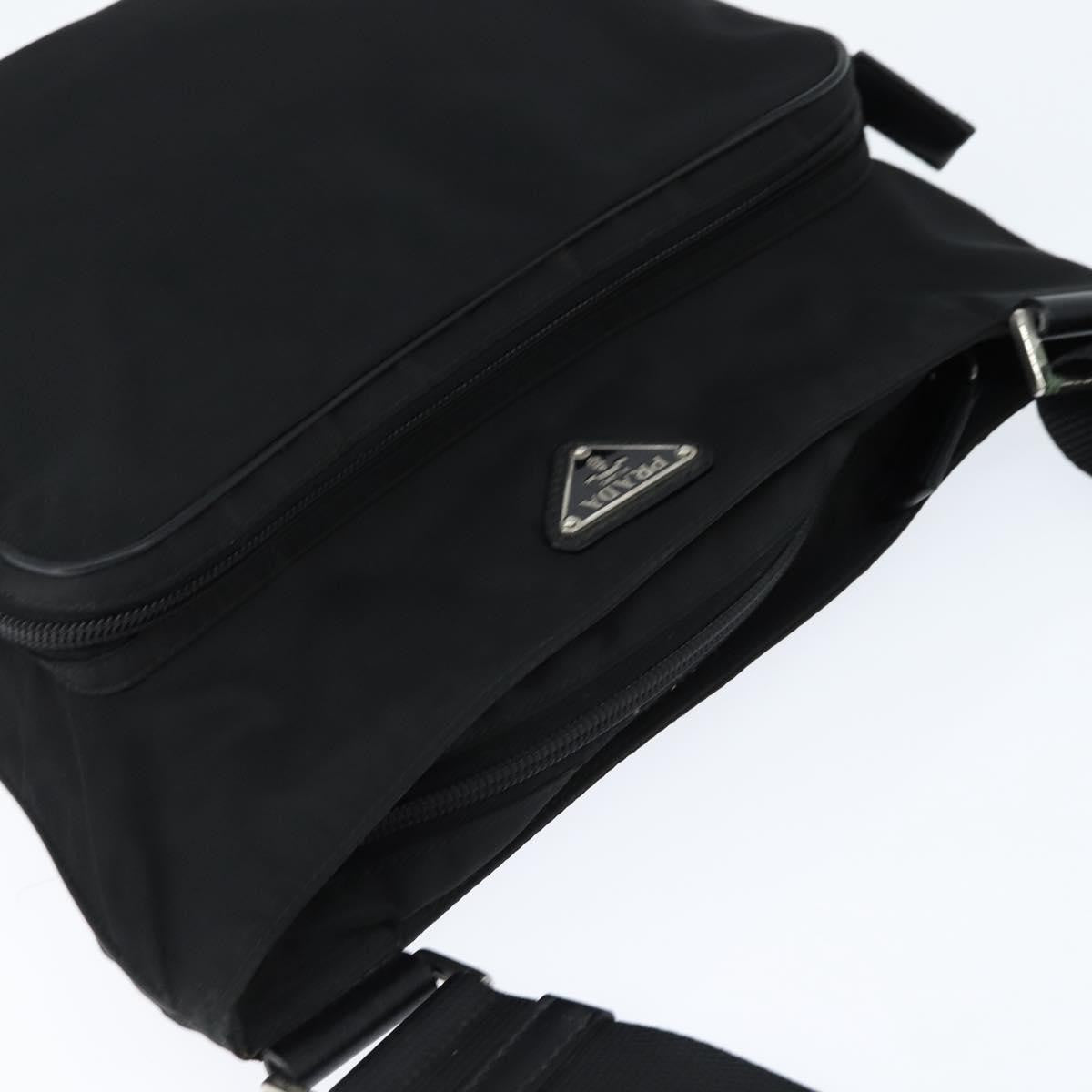 Prada Front Pocket Messenger Bag Tessuto, BLACK, NYLON, Shoulder bag