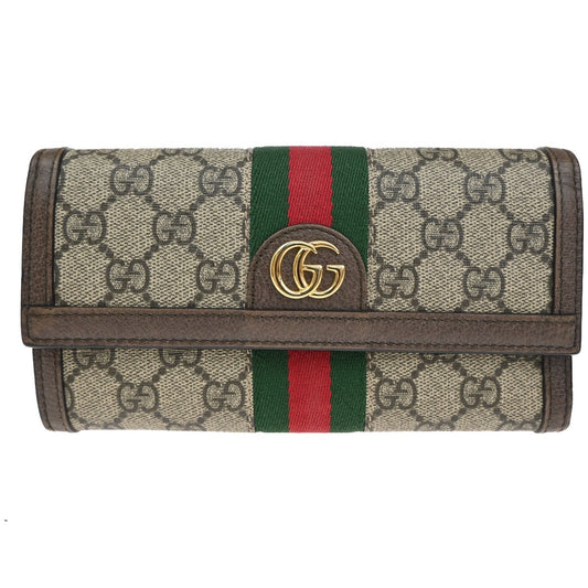 Gucci Ophidia Continental Wallet GG Coated Canvas, BROWN, CANVAS, Wallets