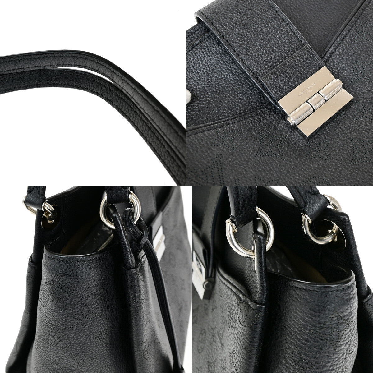 Louis Vuitton Sevres Handbag Mahina Leather, BLACK, LEATHER, Shoulder bag