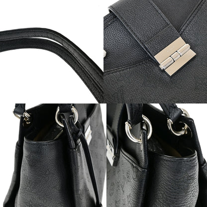 Louis Vuitton Sevres Handbag Mahina Leather, BLACK, LEATHER, Shoulder bag