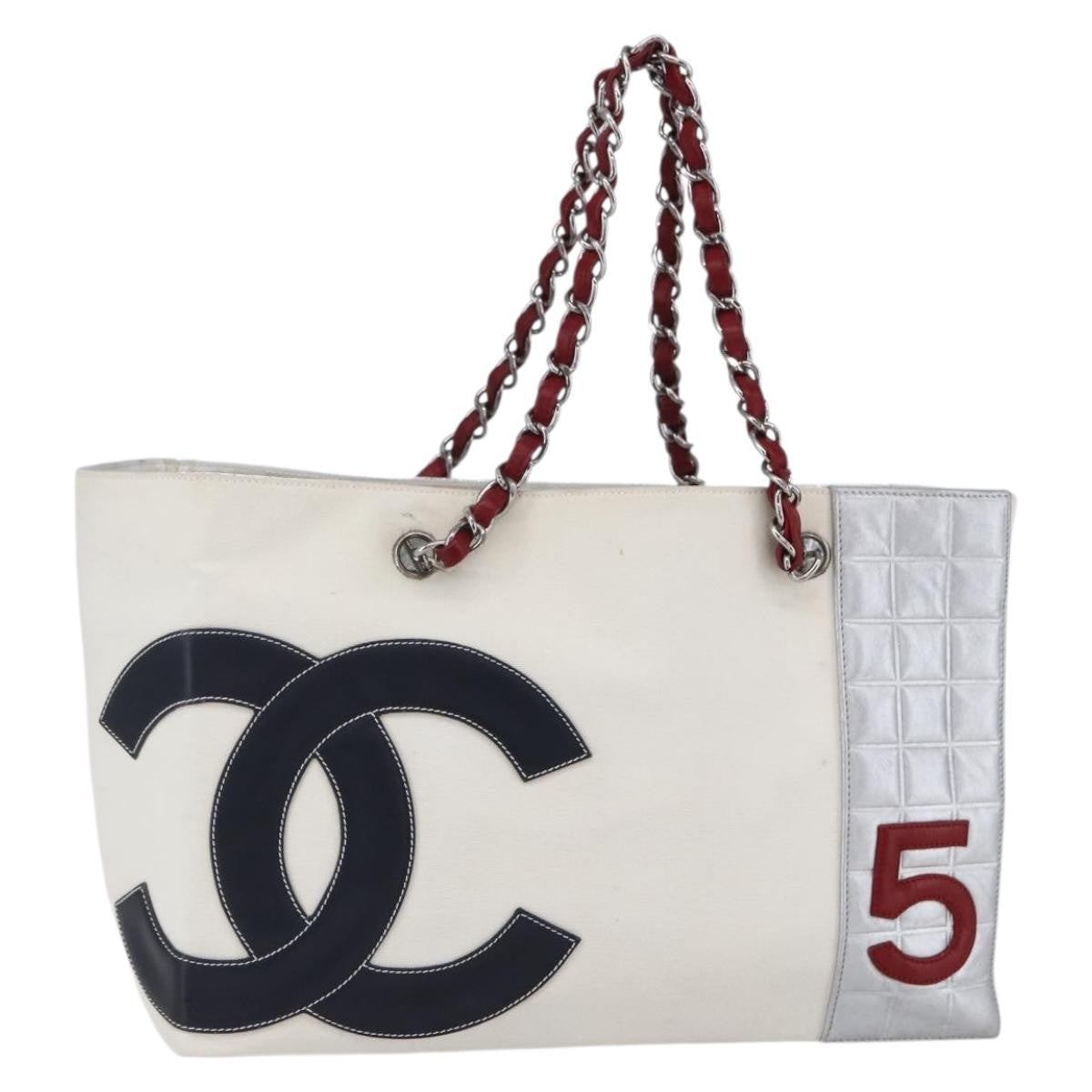 Chanel No.5 Tote Canvas and Leather, SILVER, CANVAS, Tote bag