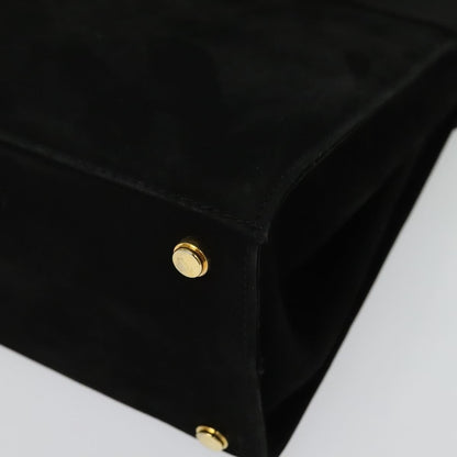 Salvatore Ferragamo Convertible Vara Bow Tote Suede, BLACK, SUEDE, Handbag