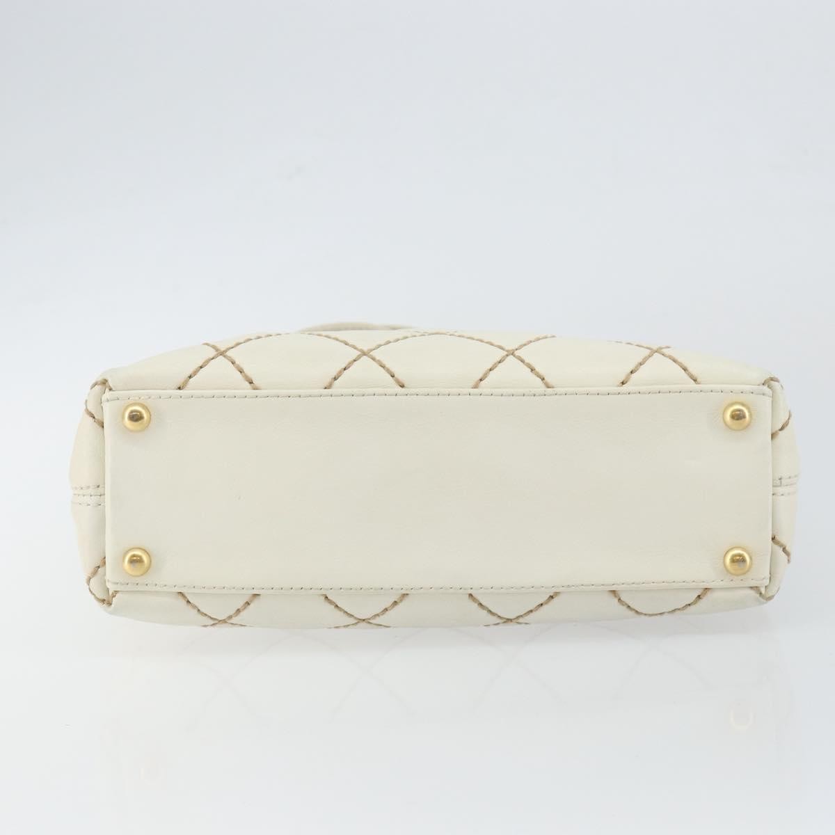 Chanel Surpique Tote Quilted Leather, WHITE, LEATHER, Tote bag