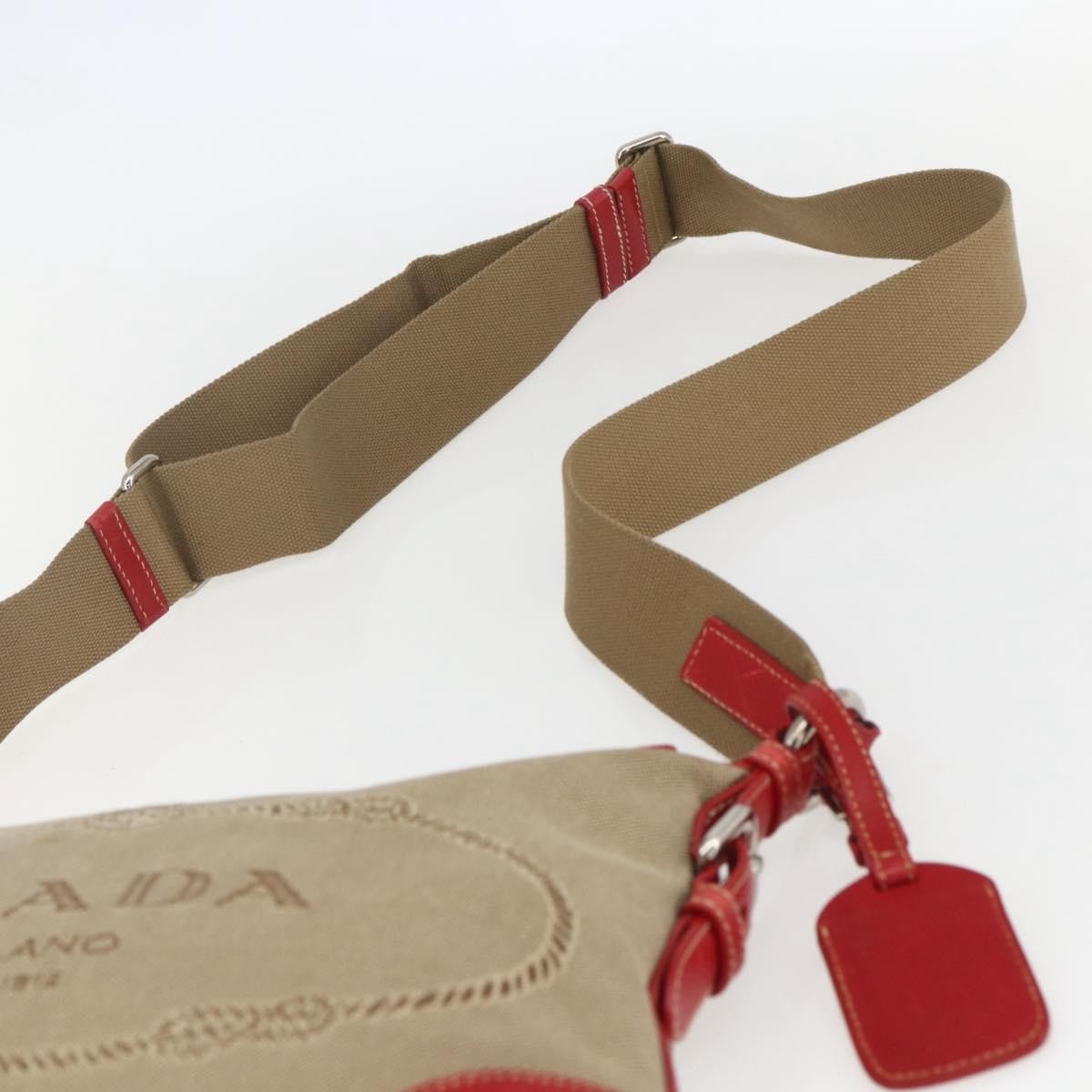 Prada Logo Zip Crossbody Bag Canvas, BEIGE, CANVAS, Shoulder bag