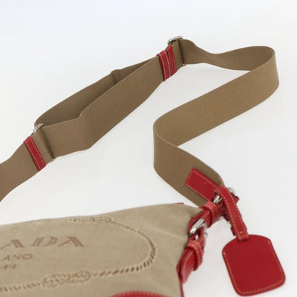 Prada Logo Zip Crossbody Bag Canvas, BEIGE, CANVAS, Shoulder bag