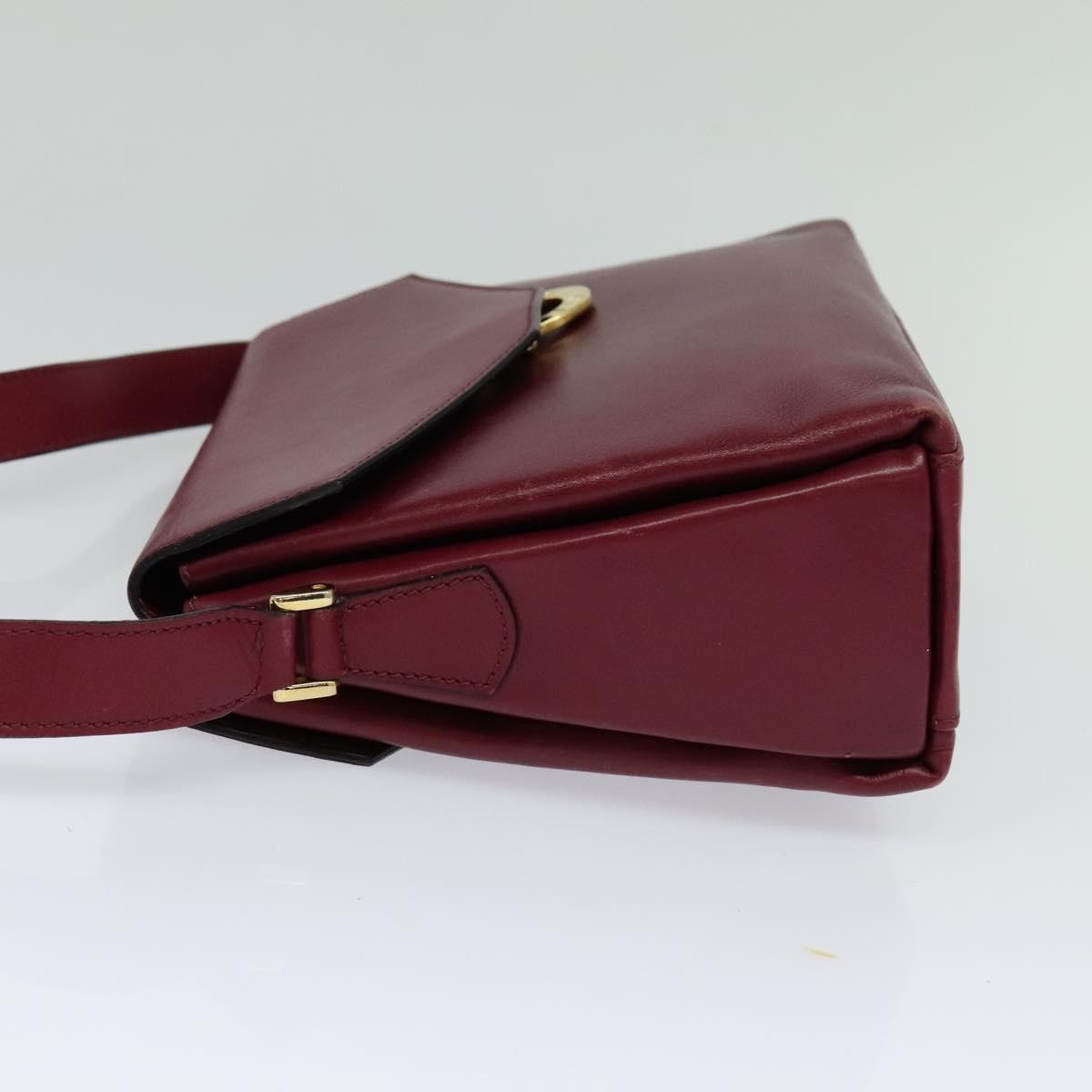 Celine Circle logo Leather, BURGUNDY, LEATHER, Shoulder bag