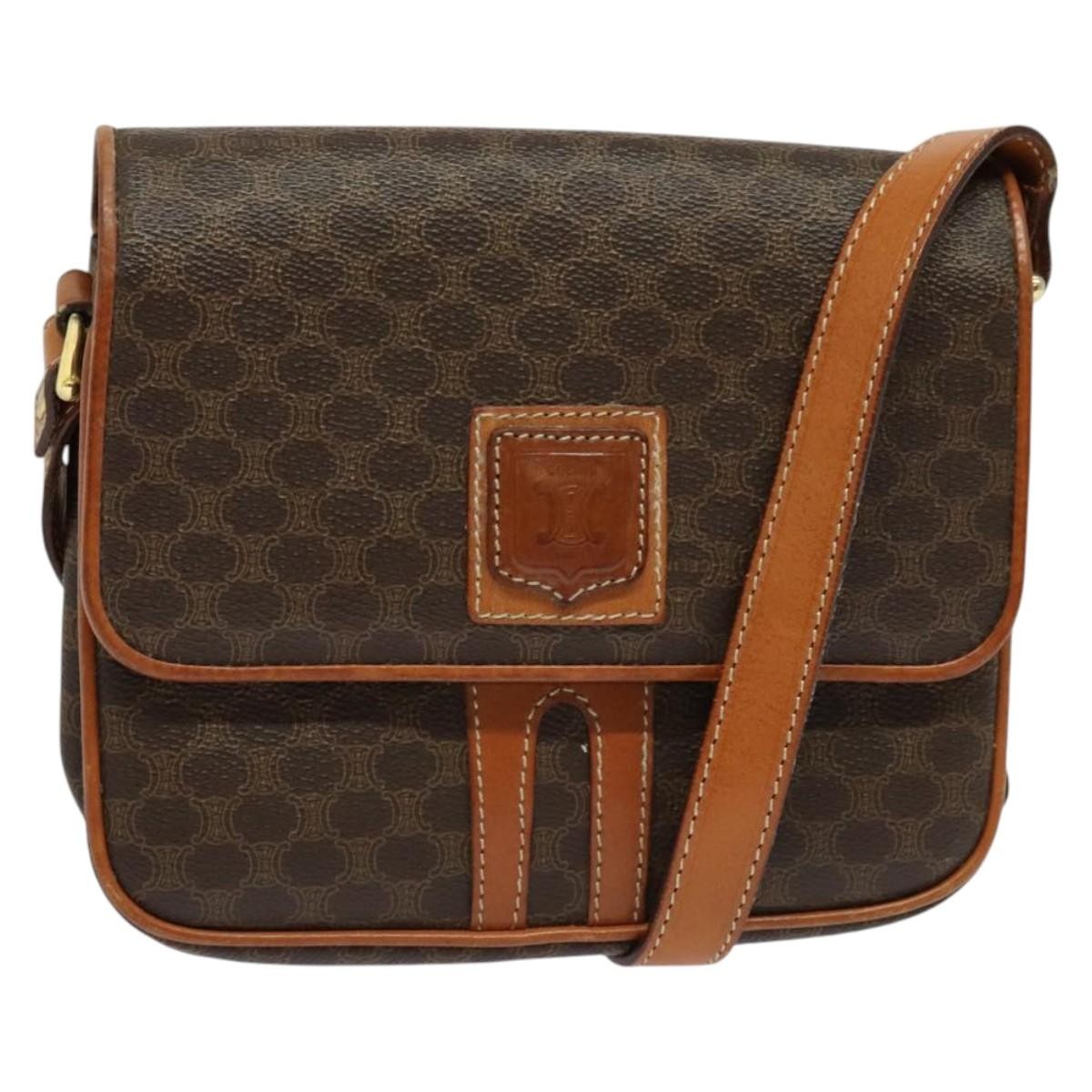 Celine Macadam Shoulder Bag PVC Leather, BROWN, CANVAS, Shoulder bag