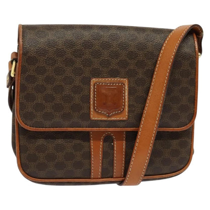 Celine Macadam Shoulder Bag PVC Leather, BROWN, CANVAS, Shoulder bag