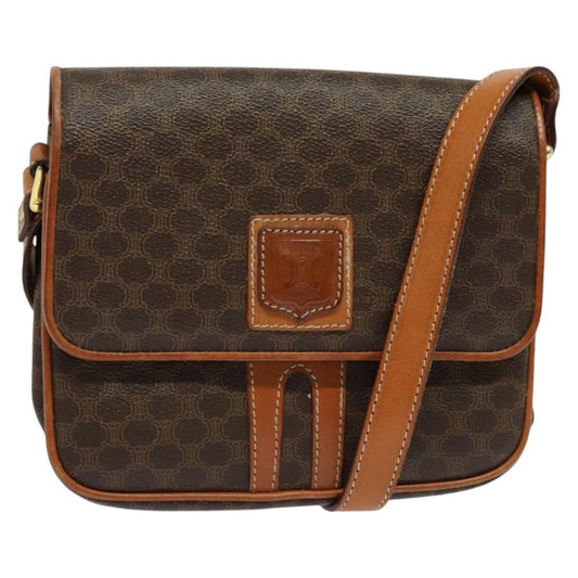 Celine Macadam Shoulder Bag PVC Leather, BROWN, CANVAS, Shoulder bag