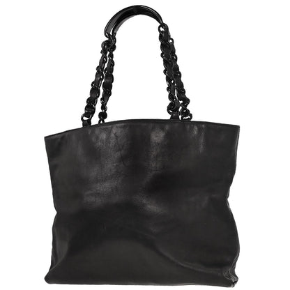 Chanel Vintage CC Resin Chain Tote Leather, BLACK, LEATHER, Tote bag