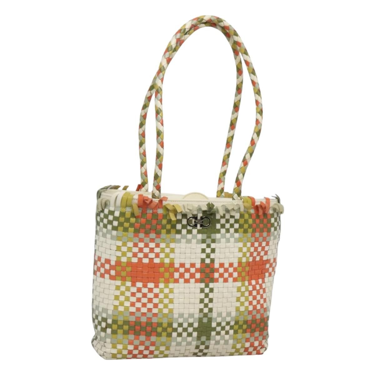 Salvatore Ferragamo Gancini Shoulder Bag Leather, GREEN, LEATHER, Shoulder bag