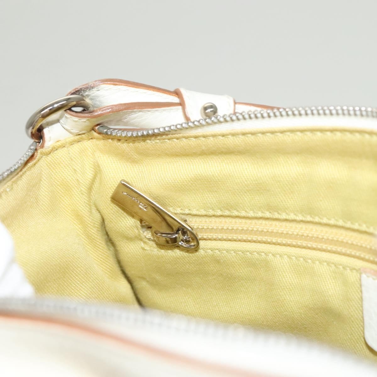 Salvatore Ferragamo Gancini Shoulder Bag Leather, WHITE, LEATHER, Shoulder bag